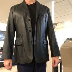 Men's Black Leather Blazer